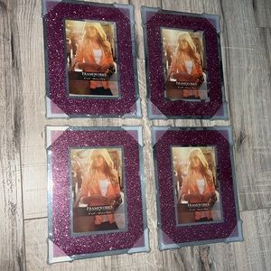 Sparkly picture frames pink silver glitter mirrored 4inch by 6inch photo holder